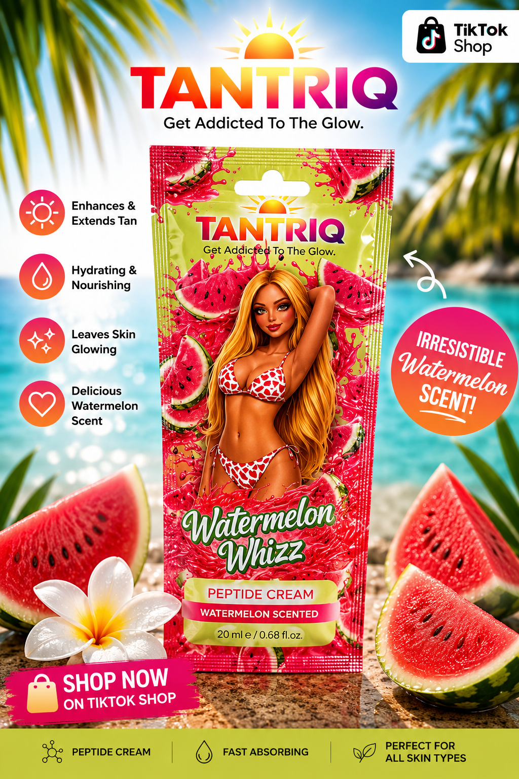 Wholesale WATERMELON WHIZZ - PEPTIDE TANNING CREAM 20ML SACHET